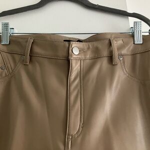 Seven for All Man Kind Straight leg Faux Leather Tan Pants.  Size Large NWOT